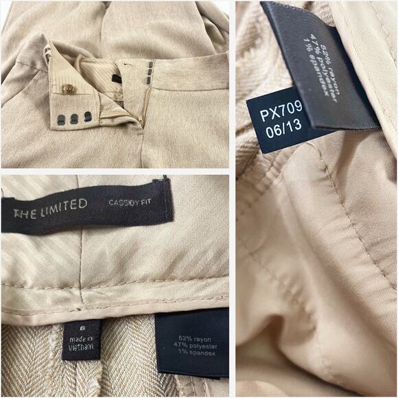 Limited Cassidy Neutral Beige Mid Rise Herringbone Texture Trousers Pants Sz 6 - Picture 4 of 9
